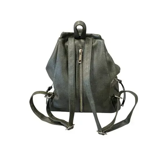 Sondra Roberts Squared Pebbled Green Backpack Bag Purse Casual Vegan Leather EUC - Picture 1 of 12